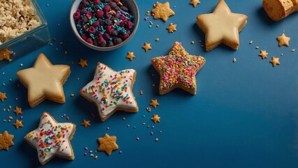 Festive star and moon shaped sprinkle desserts