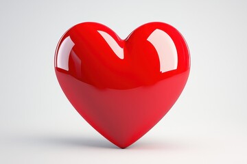 Shiny Red Heart Icon on Soft Background for Romantic Themes