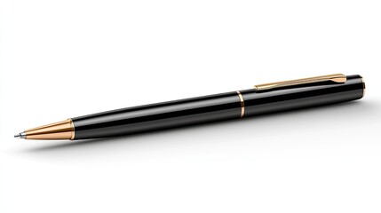 Naklejka premium vector mock up ballpoint pen in black with a cap isolated on white backgroun