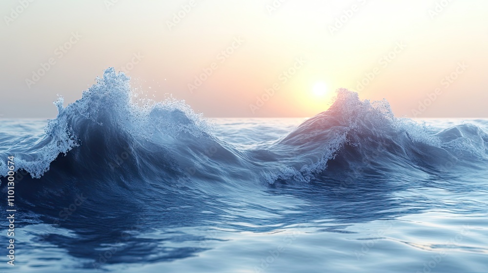 Poster water surface with creative geometry background rendering