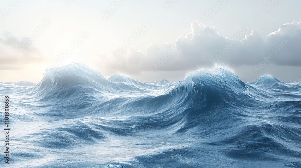 Poster water surface with creative geometry background rendering
