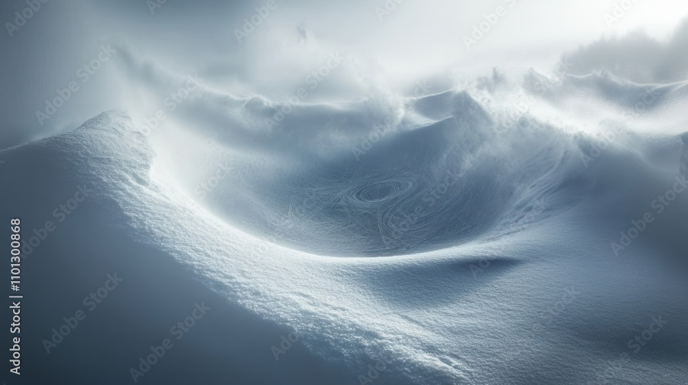 Aufkleber a mesmerizing snow landscape with swirling patterns and ethereal light.