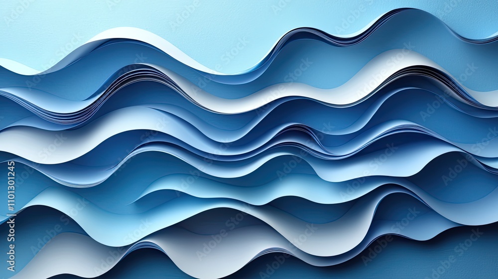 Poster wave pattern paper cut background rendering