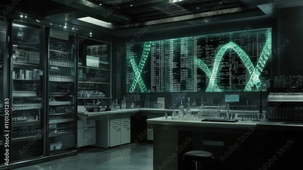 Aufkleber futuristic data center with glowing digital displays and server racks