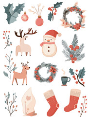 Fototapeta premium Christmas Ornament and Decorations Elements set Collection