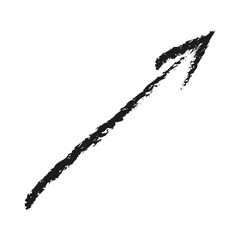 Charcoal straight arrow up right. Doodle hand drawn.