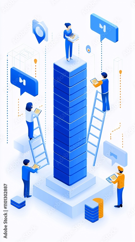 Poster digital visibility metrics combined with ranking strategies, sharp and clean visuals,
