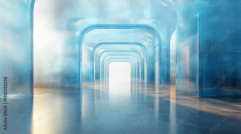 Poster with blue transparent structure rendering