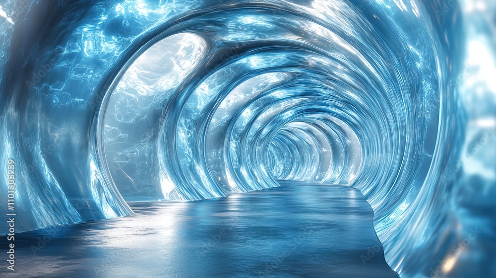 Poster with blue transparent structure rendering