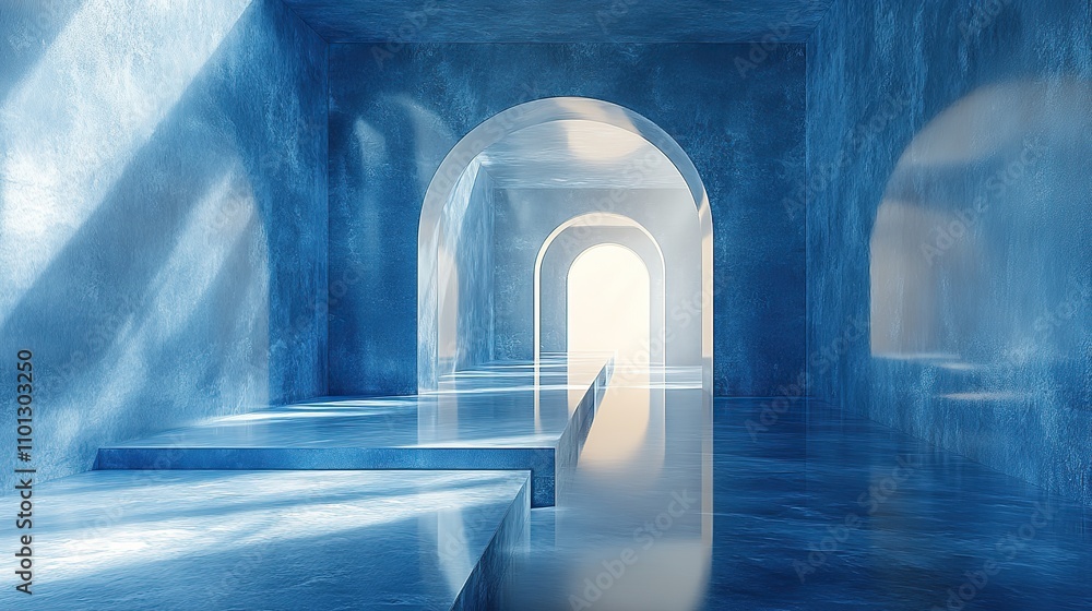 Poster with blue transparent structure rendering