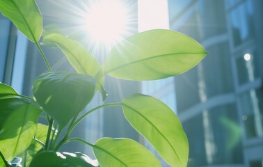 Obraz premium Vibrant Green Leaves in Sunlight