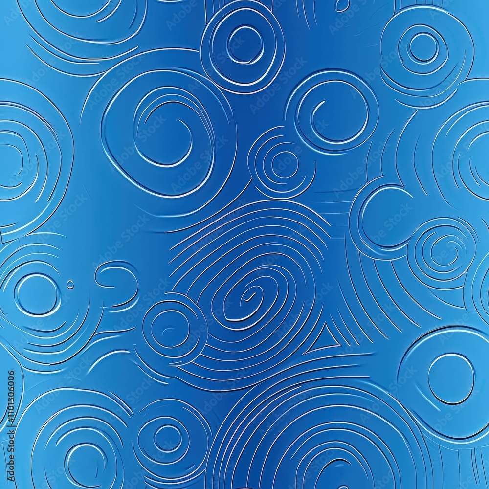 Poster a vibrant blue background featuring intricate swirling patterns, creating a visually appealing abstr