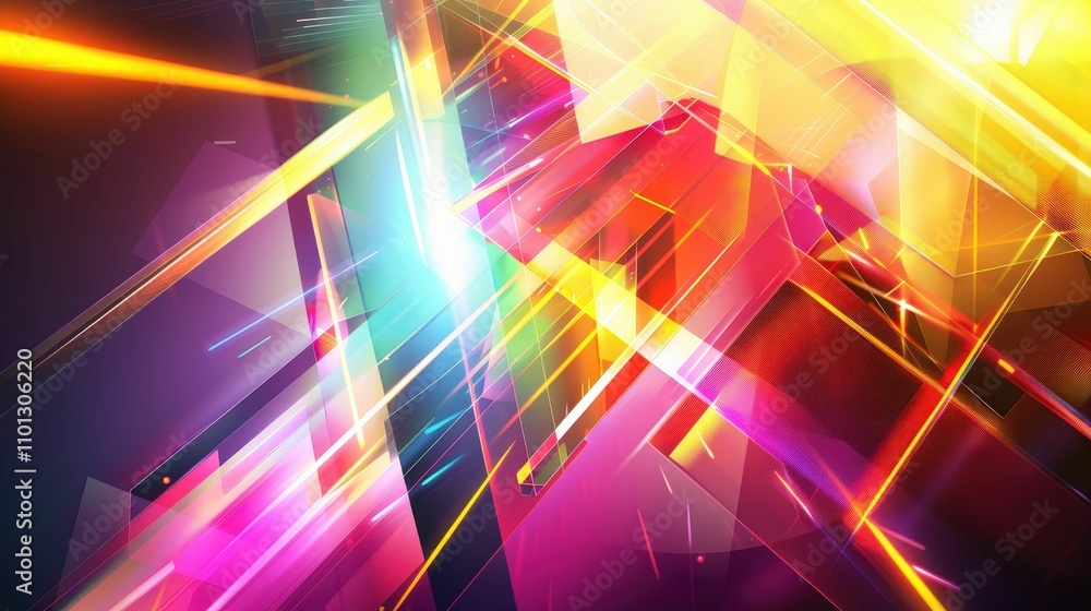 Poster a vibrant explosion of colors and light beams creates an energetic and dynamic abstract visual, perf