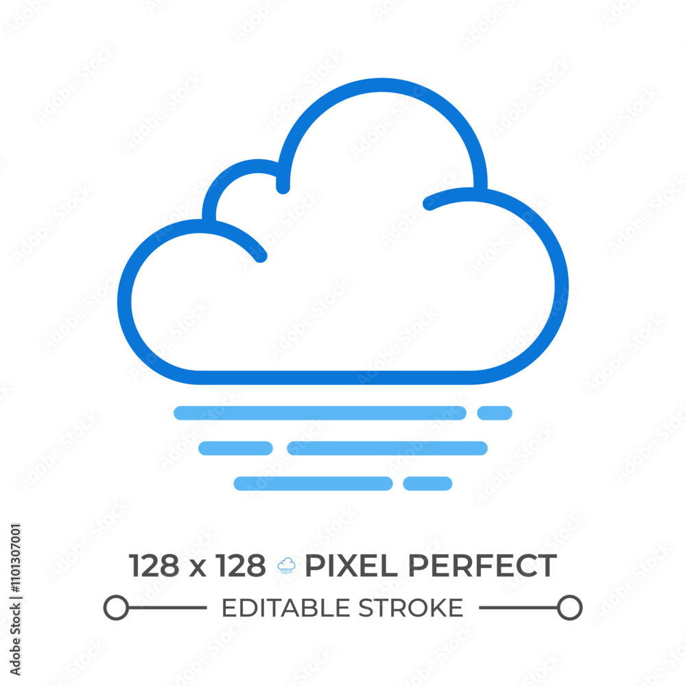 Poster fog two color line icon. cloud with horizontal lines symbolizing haze. weather forecast. atmospheric