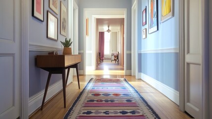 Fototapeta premium Elegant Light-Filled Hallway with Vintage Decor