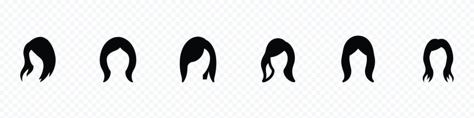 Woman long hair icon set, Female hair icon, Woman long hair icon for beauty salon, Hair icon, Hair Style Variety Women Wig