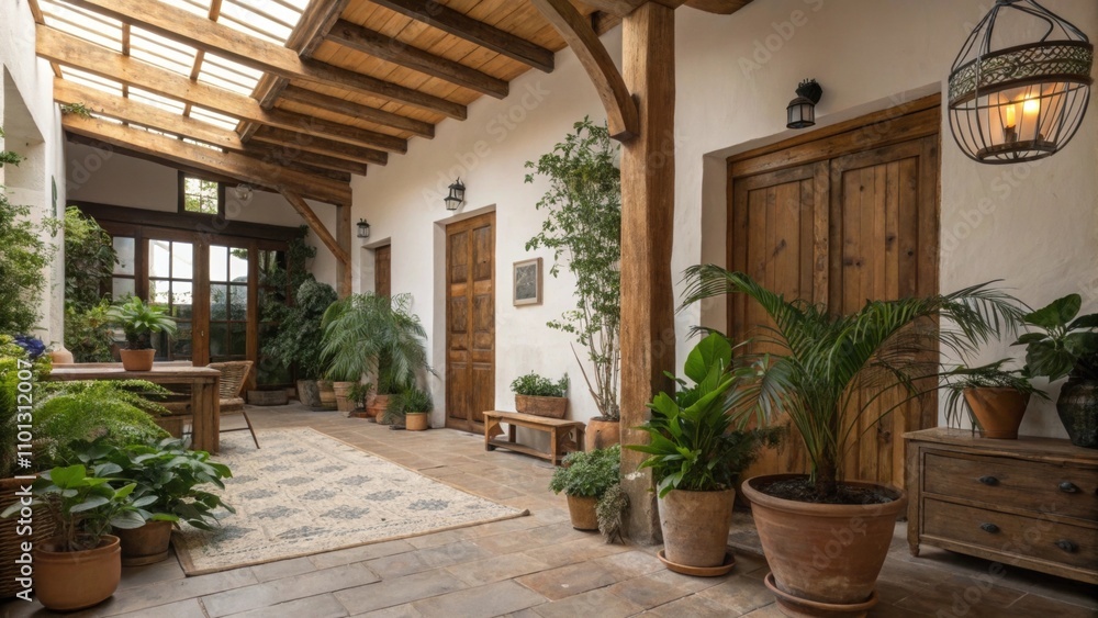 Poster natural elements potted plants strategically p throughout the space bring life and freshness contras