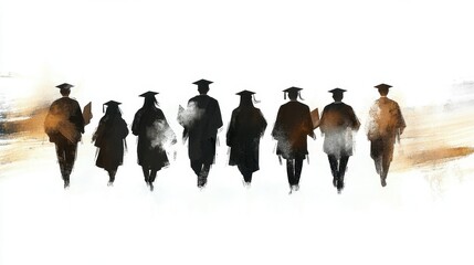 Graduates Walking Away, Commencement Ceremony, Education, Future