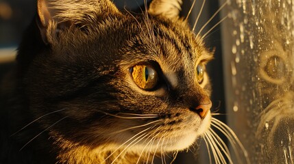 close-up, so cut British pet cat realistic style, highspeed photography in the sunny sofa,

