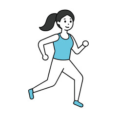 A woman is jogging on a white background.