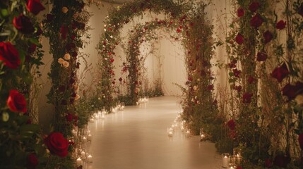 Fototapeta premium Enchanted Floral Archway: A Magical Pathway to Romance