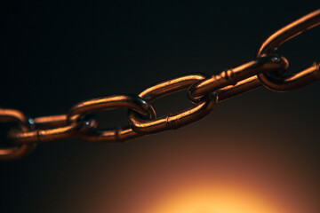 Obraz premium metal chain with chains on dark background