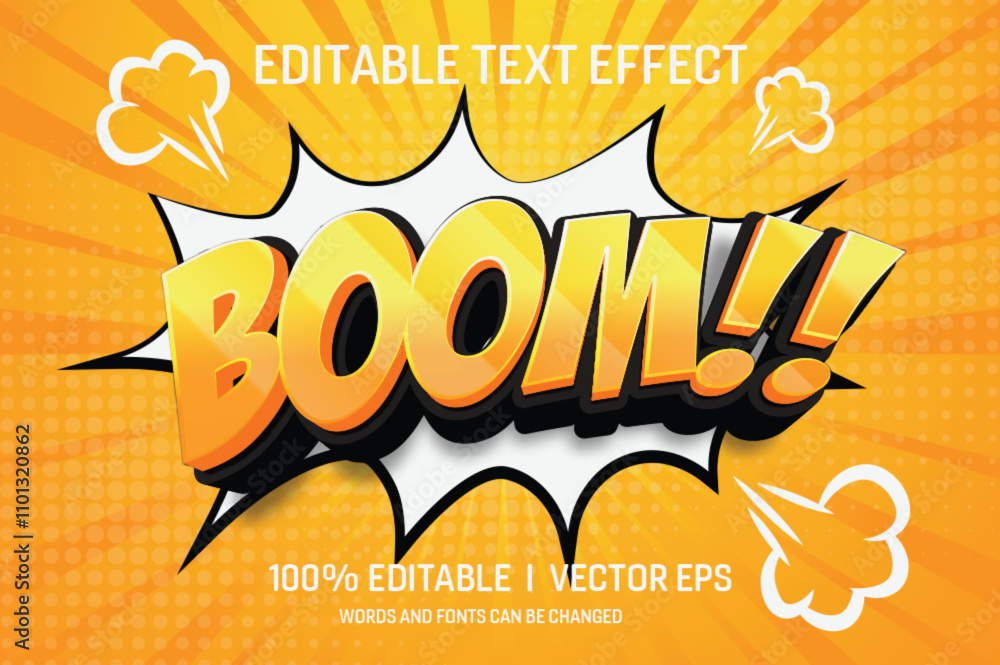 Fototapete boom vector 3d text effect with modern style design