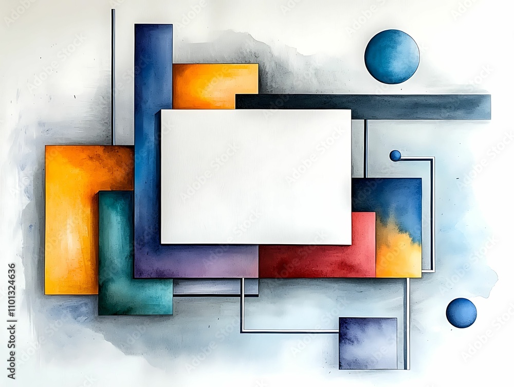 Aufkleber explore the vibrant geometry of abstract art through colorful shapes and dynamic composition