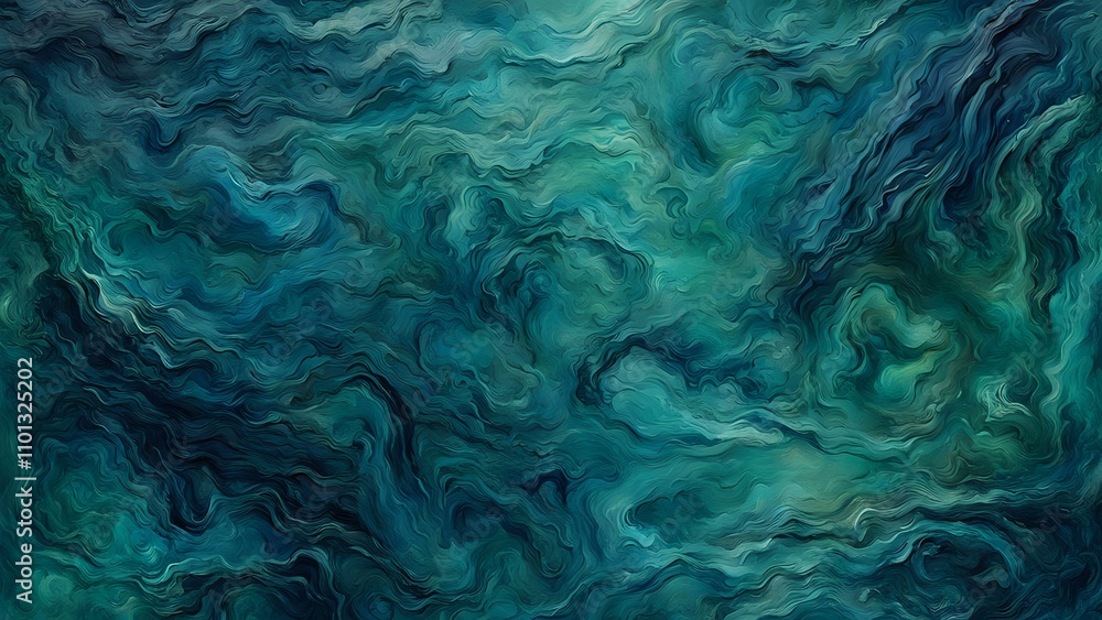 Poster abstract painted textured background with shades of blue and green creating a fluid and colorful des