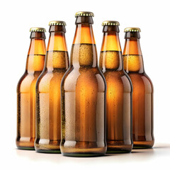 beer bottles on white background