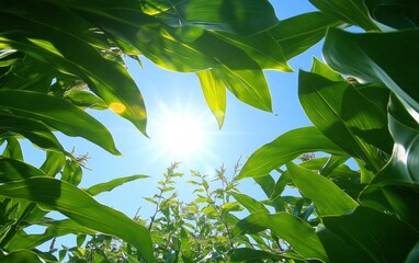 Fototapeta premium Vibrant Cornfield Under Sunny Sky