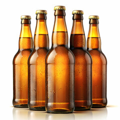 beer bottles on white background