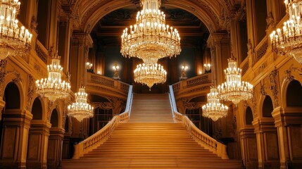 Obraz premium Opulent and Grandiose Interior of a Majestic Palace or Opera House