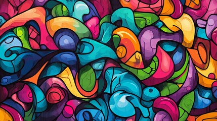 Seamless Colorful Graffiti Art Pattern 