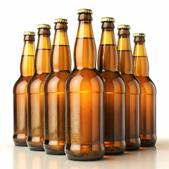 beer bottles on white background