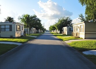 Fototapeta premium Charming Mobile Home Neighborhood at Daytime