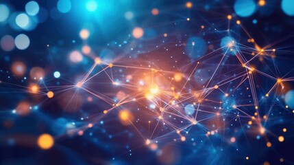 Fototapeta premium Abstract digital background with glowing lights and interconnected lines.