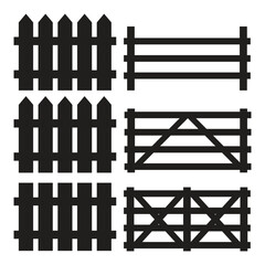 Different Fences Silhouette Vector Illustration