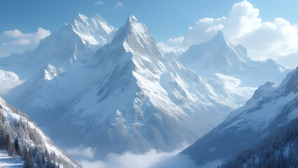 Fototapeta premium Majestic mountain landscape with snow-covered peaks