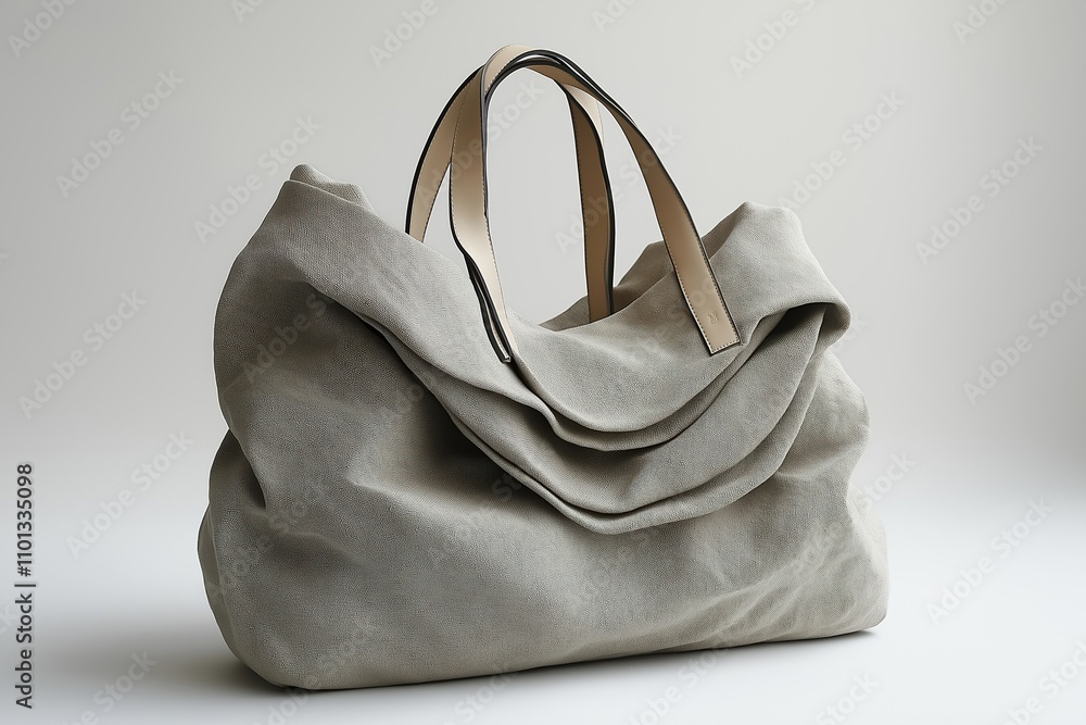 Poster stylish gray tote bag on a simple background showcasing elegant design and texture