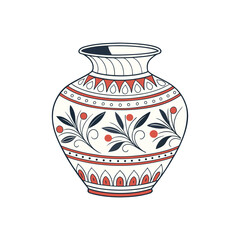 Elegant decorative vase illustration – floral patterned pottery design for art and craft themes