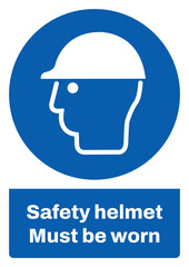 ISO mandatory safety signs sentence case text_safety helmet must be worn_portrait size a4/a3/a2/a1	  
