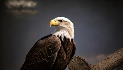 Fototapeta premium Isolated Bald Eagle Staring Up to the Right