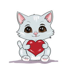 Illustration with balls and hearts and words for Valentine's Day