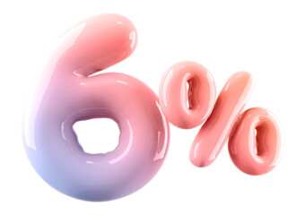 6 Percent Off Sale Gradient Number 3D Illustration