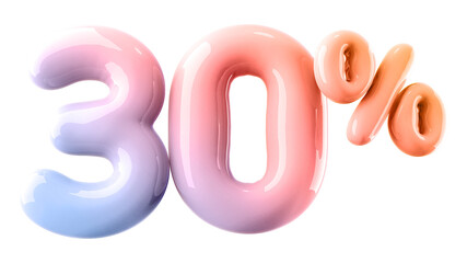 30 Percent Off Sale Gradient Number 3D Illustration