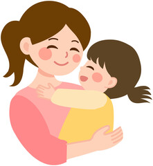 Mother and daughter hugging