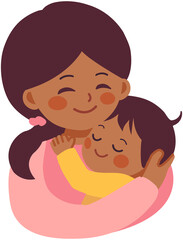 Mother and son hugging