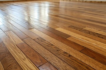 Gleaming Hardwood Floor A Perspective of Rich Wood Grain and Smooth Finish