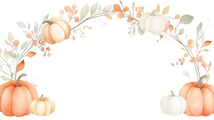 A charming illustration of pumpkins and autumn leaves, perfect for seasonal decor and festive designs.